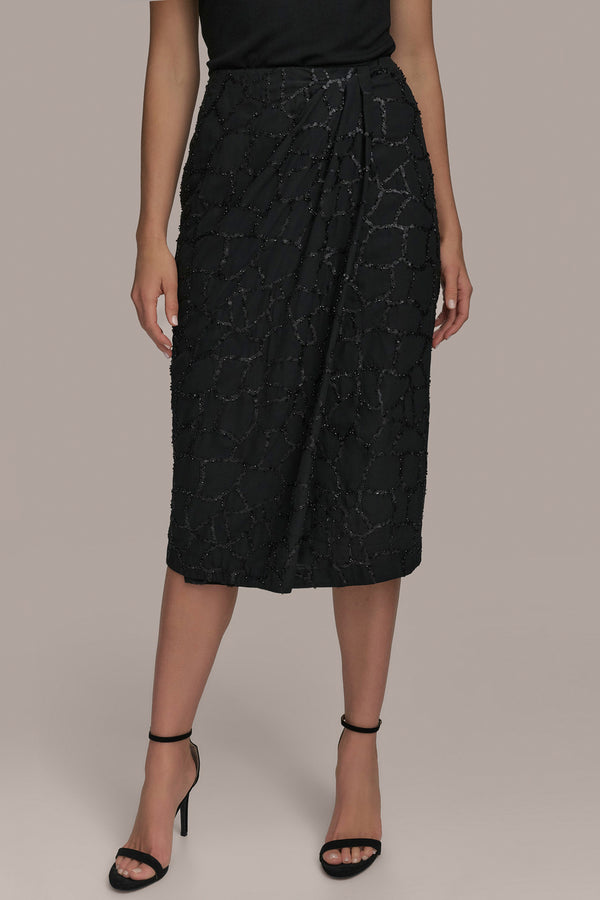 donna karan FAUX WRAP SKIRT Black