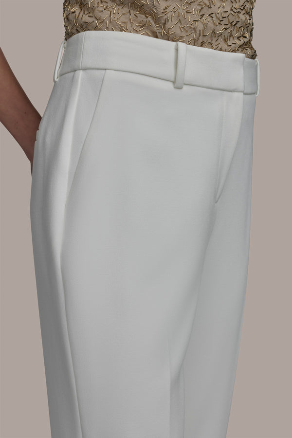 Donna Karan FLAT FRONT STRAIGHT PANT CREAM