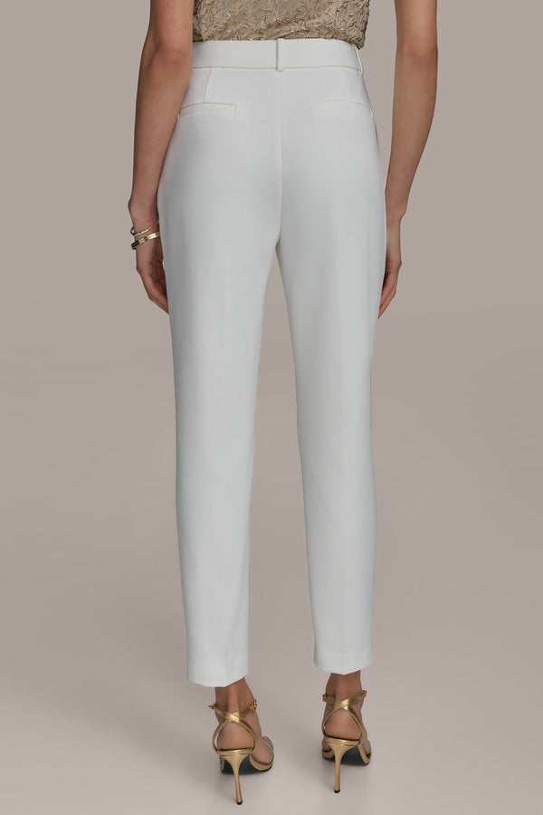 Donna Karan FLAT FRONT STRAIGHT PANT CREAM