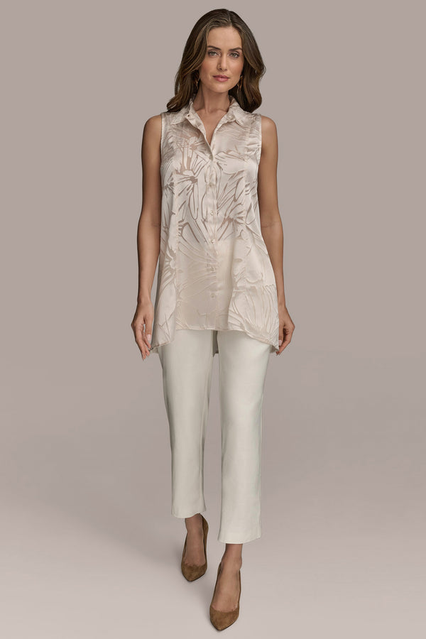 Donna Karan FLORAL BURNOUT TUNIC Sand