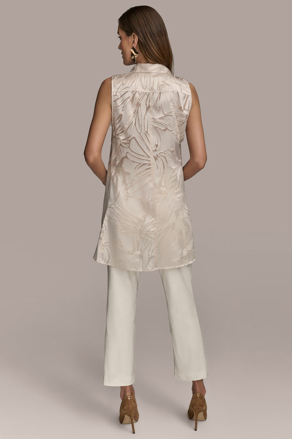 Donna Karan FLORAL BURNOUT TUNIC Sand
