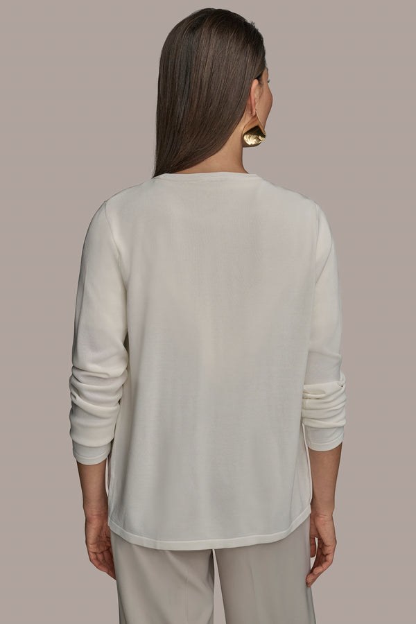 Donna Karan FLORAL JACQUARD CARDIGAN Cream