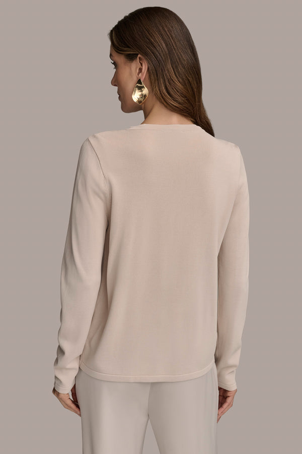 Donna Karan FLORAL JACQUARD CARDIGAN Sand