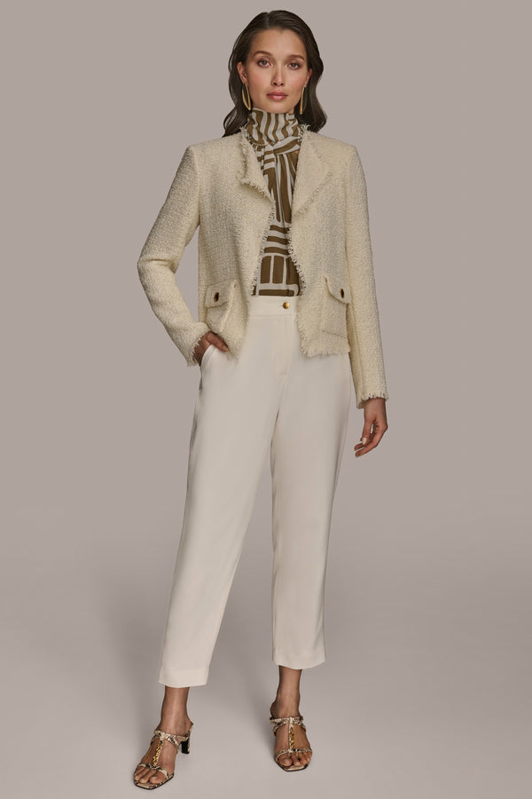 Donna Karan FRAYED TWEED SUIT JACKET Light Sand