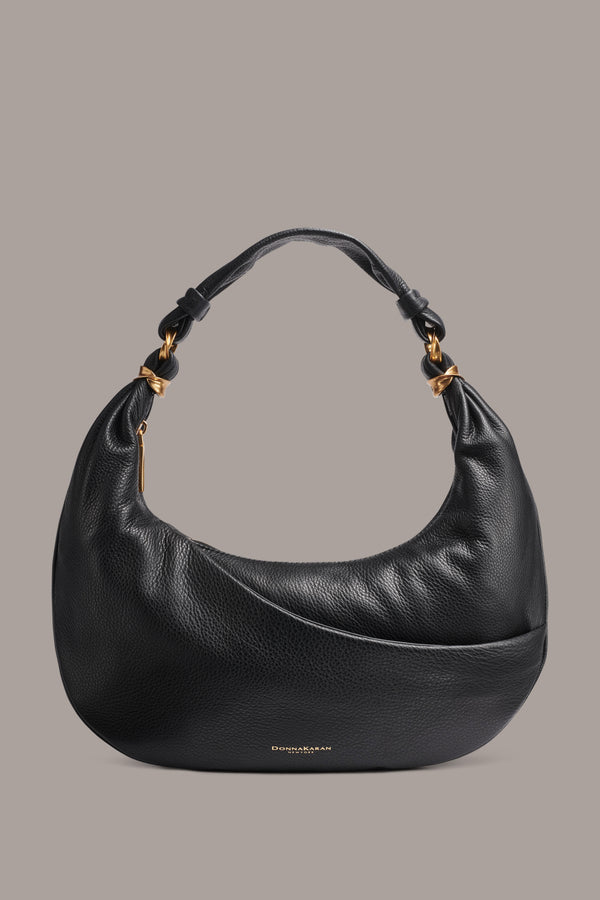 donna karan GABARDINE SHOULDER BAG Black / Gold