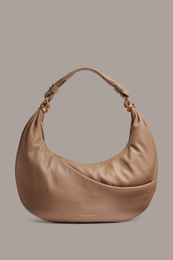 donna karan GABARDINE SHOULDER BAG Toasted Almond