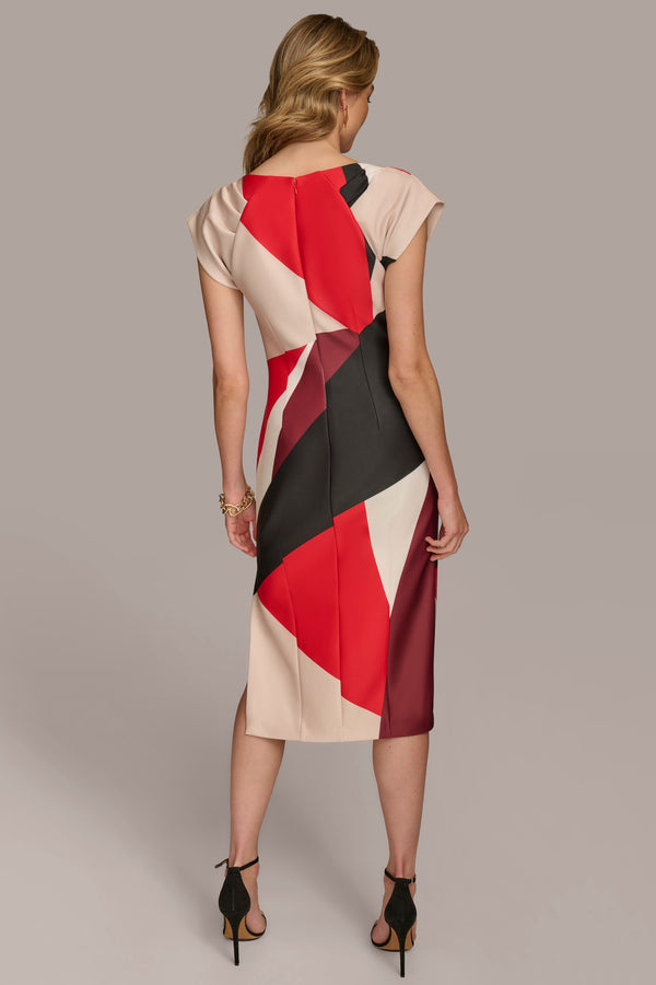 Donna Karan GEOMETRIC COLORBLOCK DRESS Red