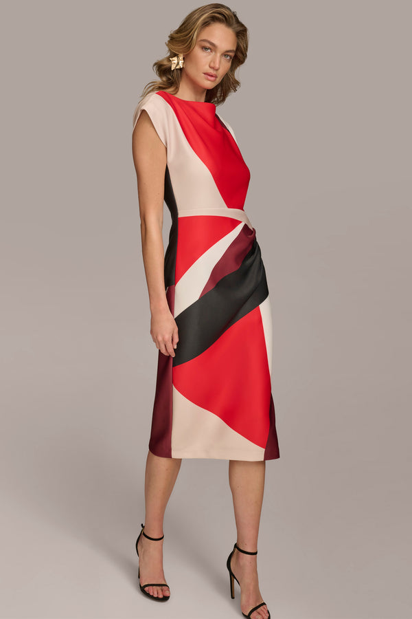 Donna Karan GEOMETRIC COLORBLOCK DRESS Red