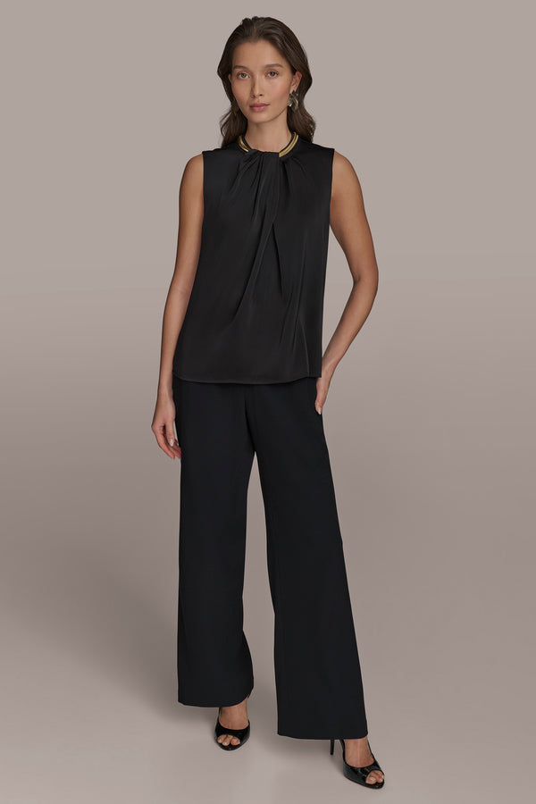 Donna Karan HARDWARE TWIST NECK TOP Black