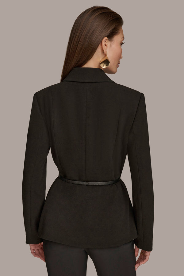 Donna Karan JACKET WITH BAR BELT Black