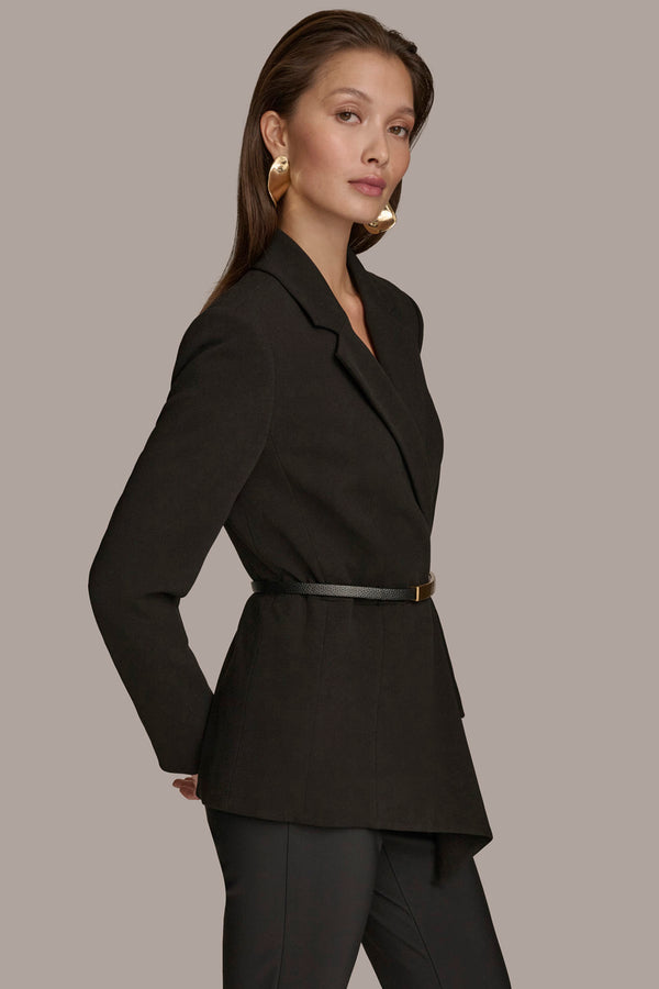 Donna Karan JACKET WITH BAR BELT Black