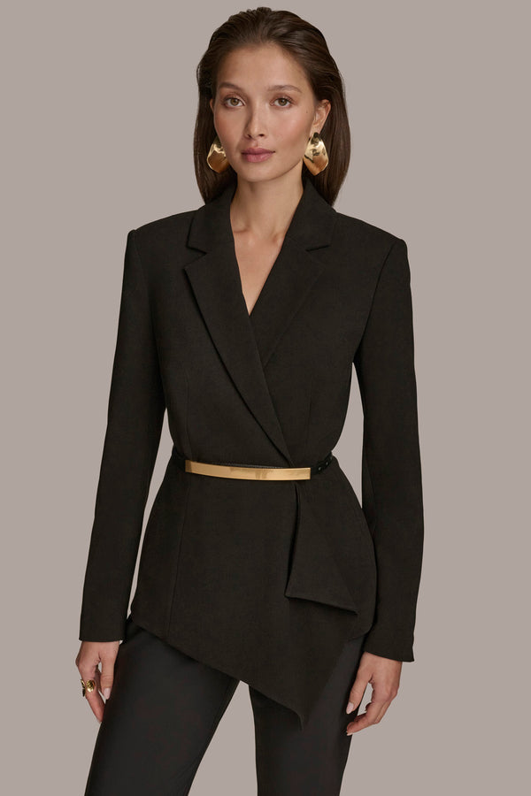 donna karan JACKET WITH BAR BELT Black