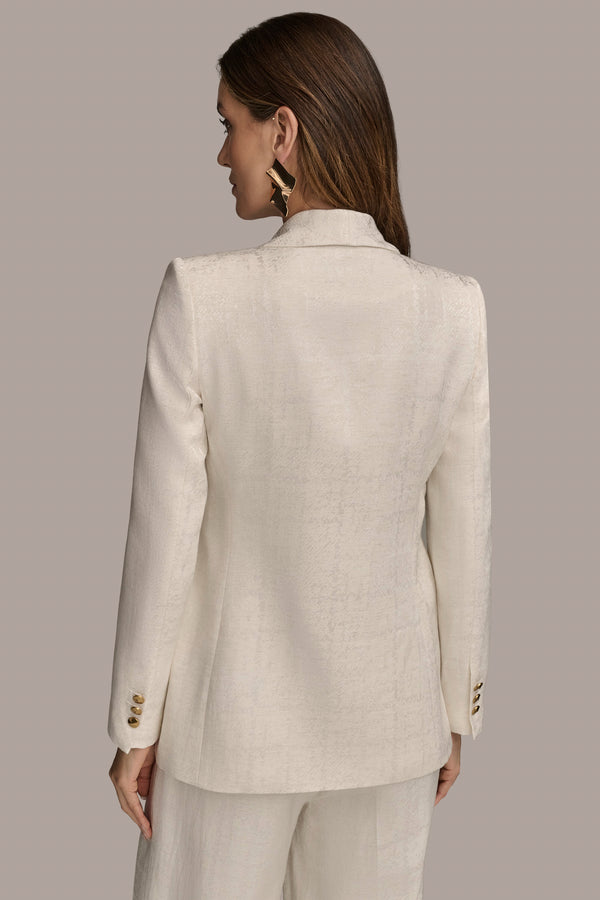 Donna Karan JACQUARD ONE BUTTON JACKET SAND MULTI