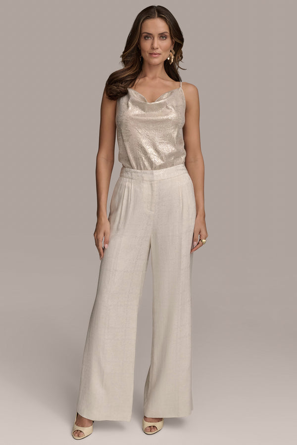 Donna Karan JACQUARD WIDE LEG PANT SAND MULTI