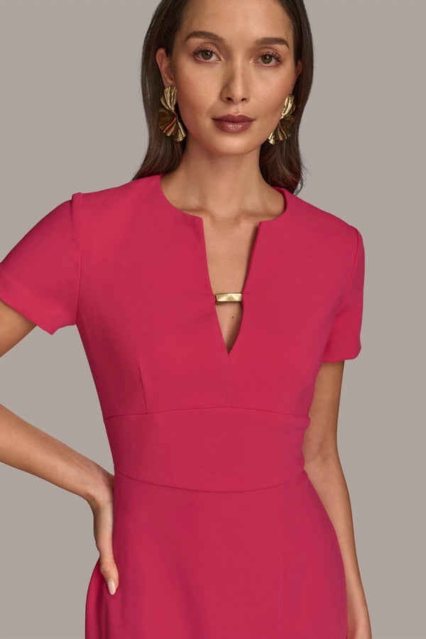 Donna Karan KEYHOLE NECK SHEATH DRESS AUDACIOUS