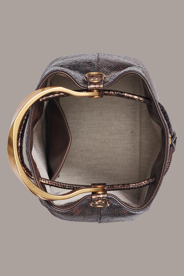 Donna Karan LAWRENCE BUCKET BAG SNAKE GOLD