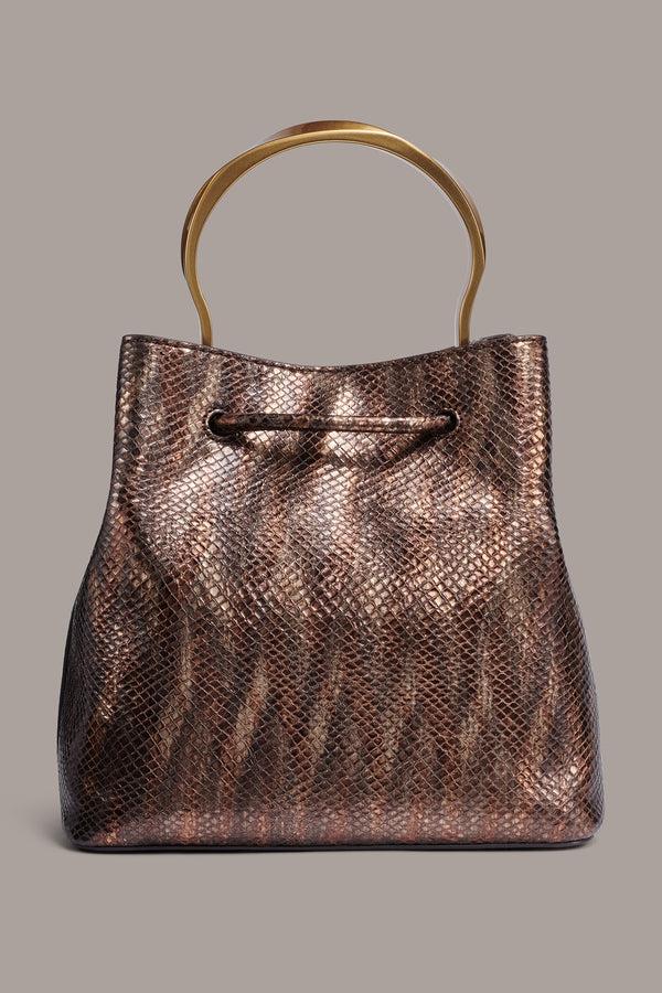 Donna Karan LAWRENCE BUCKET BAG SNAKE GOLD