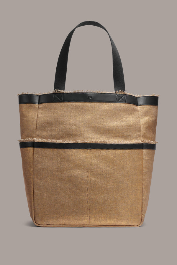 Donna Karan LIDO METALLIC CANVAS TOTE GOLD