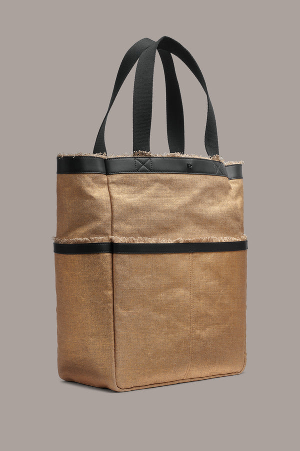 Donna Karan LIDO METALLIC CANVAS TOTE GOLD