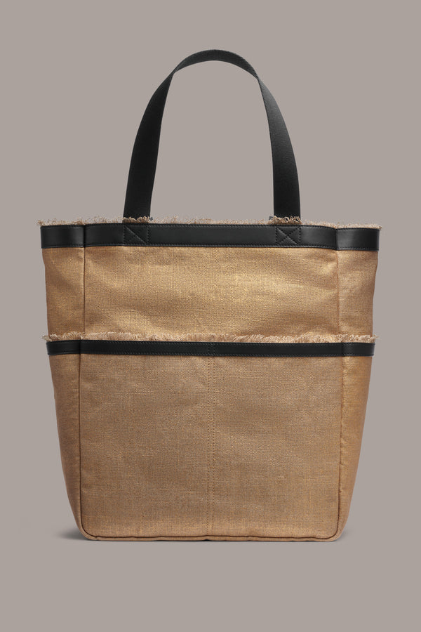 donna karan LIDO METALLIC CANVAS TOTE GOLD