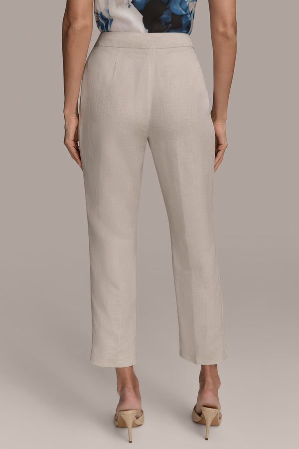 Donna Karan LINEN-BLEND SLIM LEG PANT FLAX