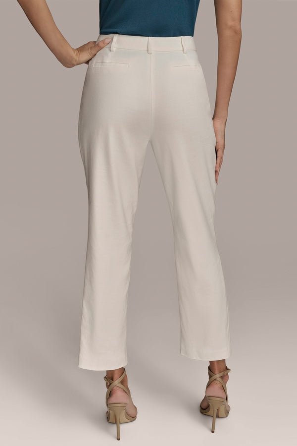 Donna Karan LINEN-BLEND STRAIGHT LEG PANT Cream