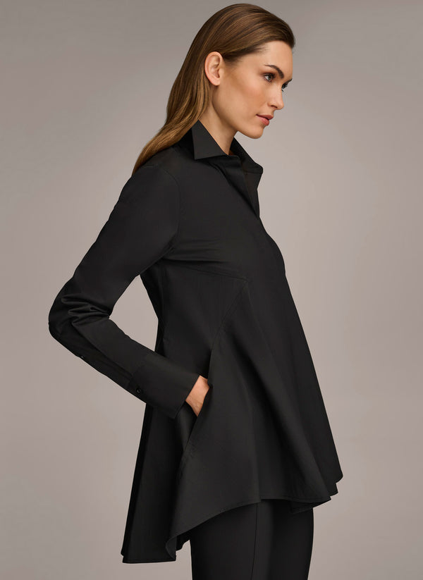 Donna Karan LONG SLEEVE A-LINE TUNIC Black