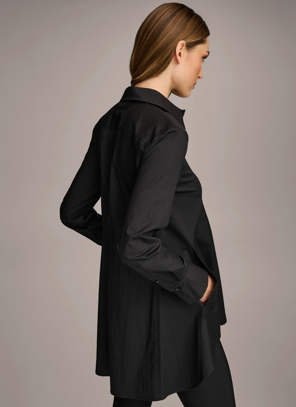 Donna Karan LONG SLEEVE A-LINE TUNIC Black