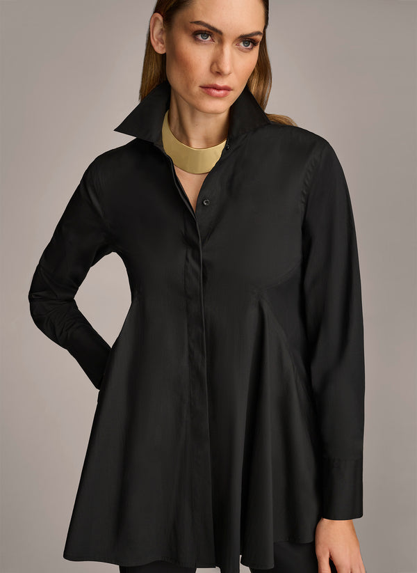 Donna Karan LONG SLEEVE A-LINE TUNIC Black