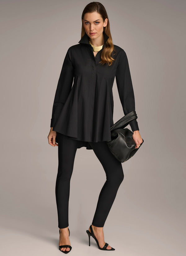 donna karan LONG SLEEVE A-LINE TUNIC Black