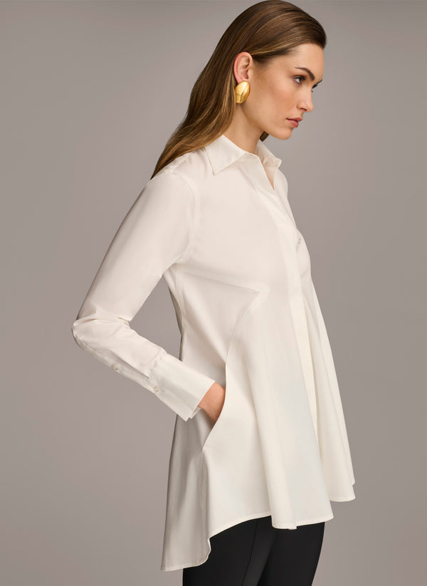 Donna Karan LONG SLEEVE A-LINE TUNIC Cream