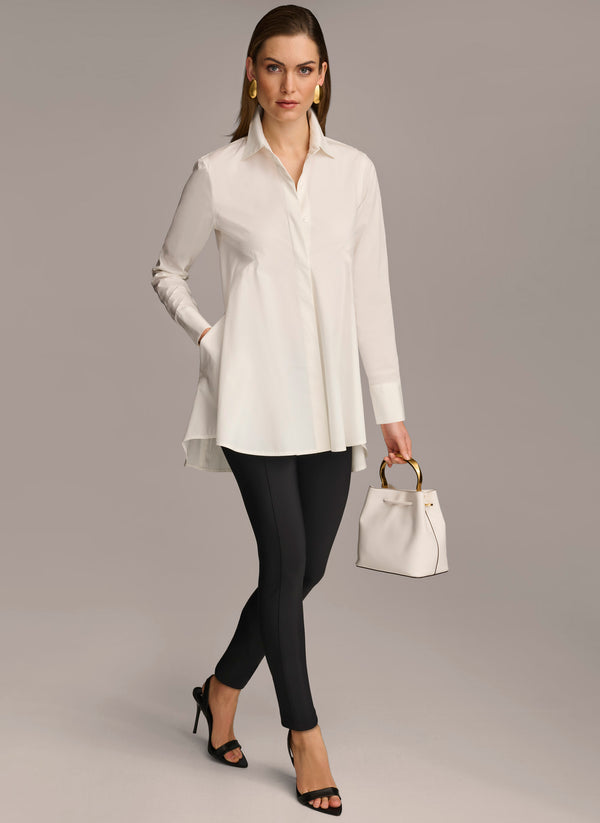 donna karan LONG SLEEVE A-LINE TUNIC Cream