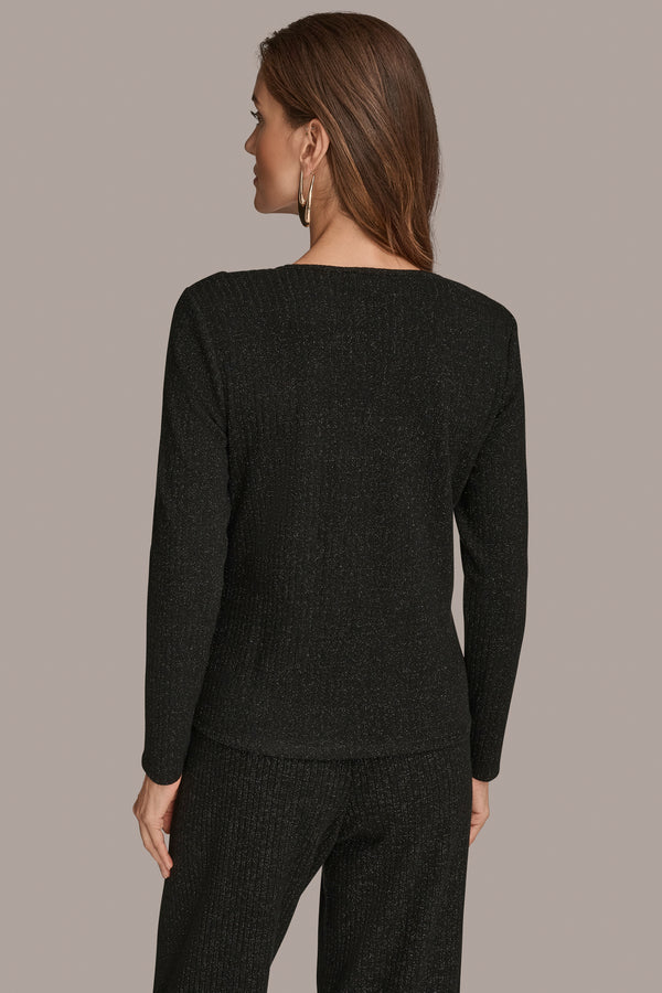 Donna Karan LONG SLEEVE COWL NECK BLACK