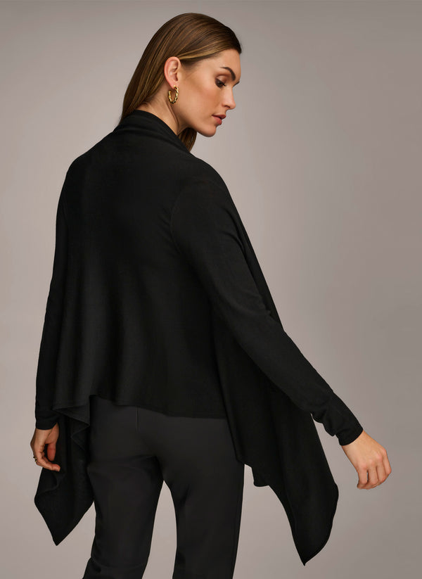 Donna Karan LONG SLEEVE DRAPE CARDIGAN Black