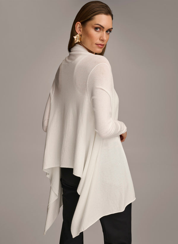 Donna Karan LONG SLEEVE DRAPE CARDIGAN Cream