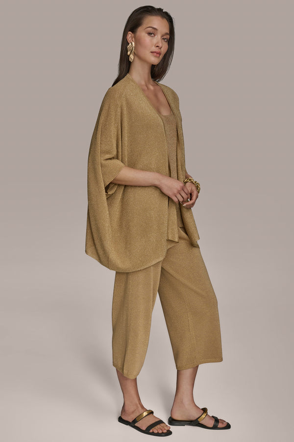 Donna Karan METALLIC COCOON CARDIGAN Fawn