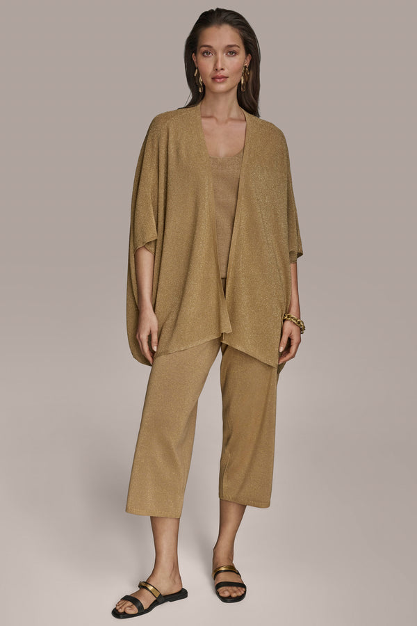 Donna Karan METALLIC COCOON CARDIGAN Fawn