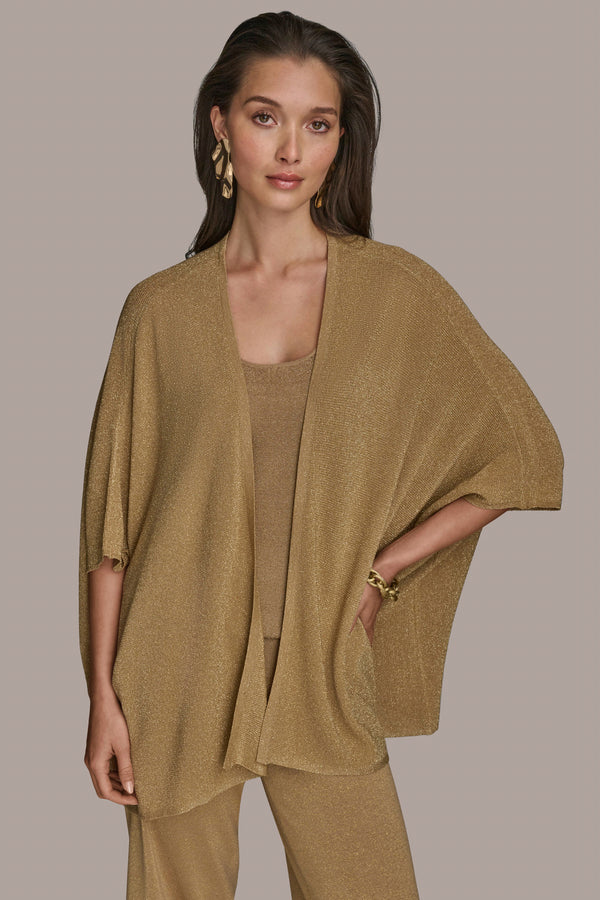 donna karan METALLIC COCOON CARDIGAN Fawn
