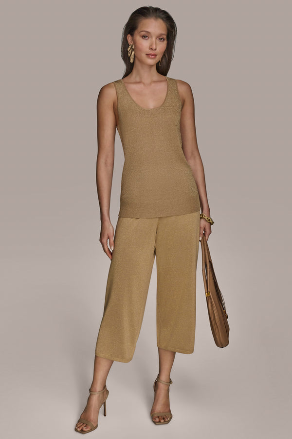 Donna Karan METALLIC SWEATER SHELL Fawn Combo