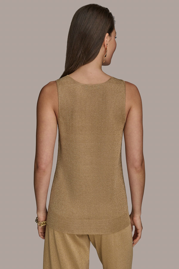 Donna Karan METALLIC SWEATER SHELL Fawn Combo