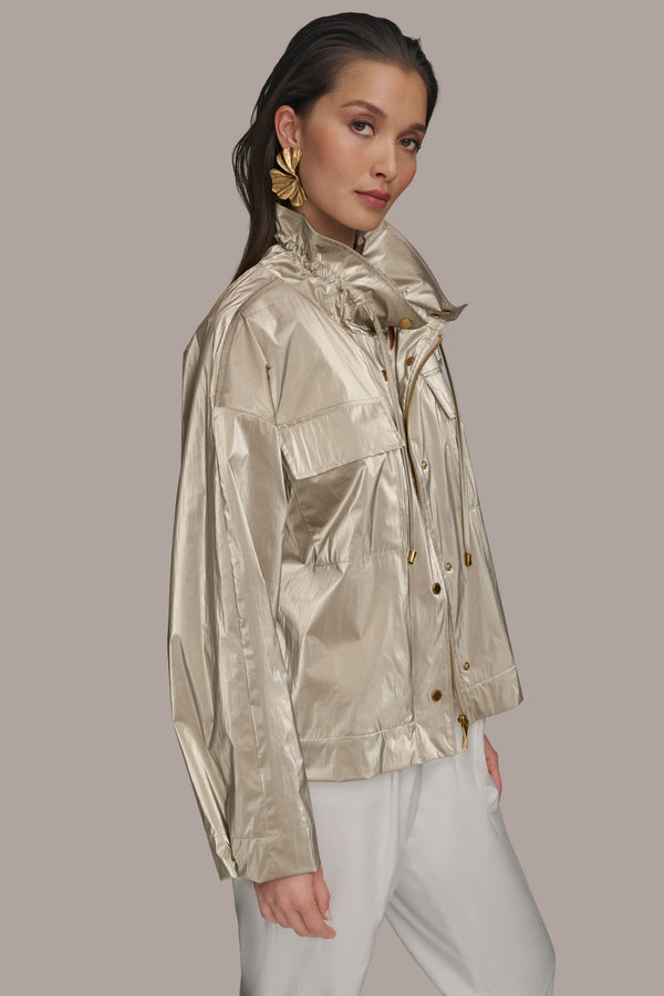 Donna Karan METALLIC UTILITY JACKET Pale Champagne