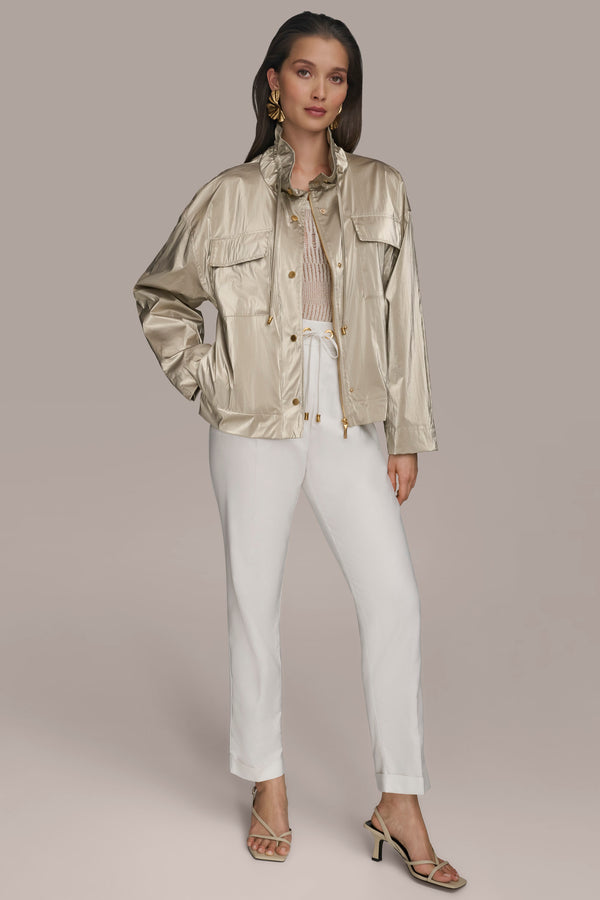 Donna Karan METALLIC UTILITY JACKET Pale Champagne