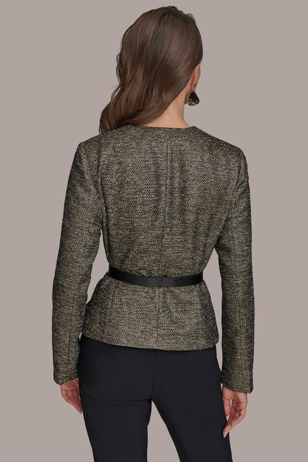 Donna Karan METALLIC WRAP JACKET BLACK/GOLD