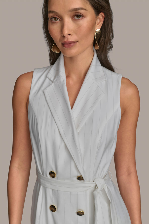 Donna Karan MIDI COAT DRESS CREAM/LIMESTONE