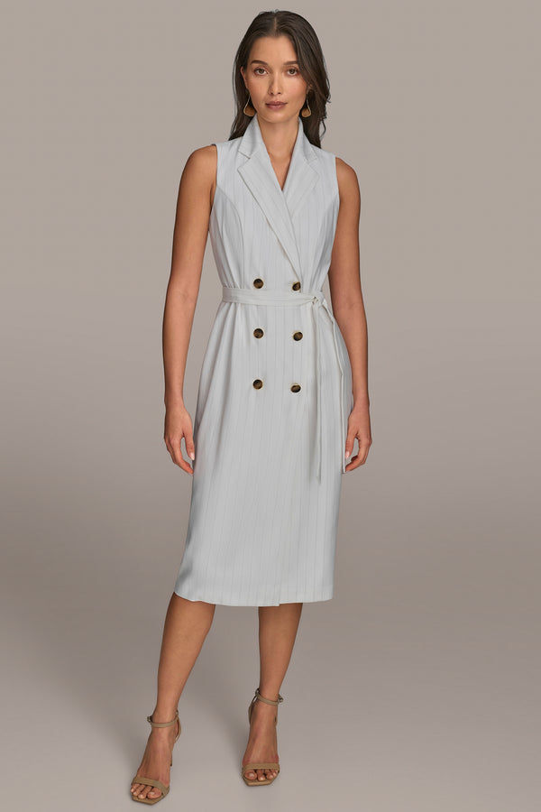donna karan MIDI COAT DRESS CREAM/LIMESTONE