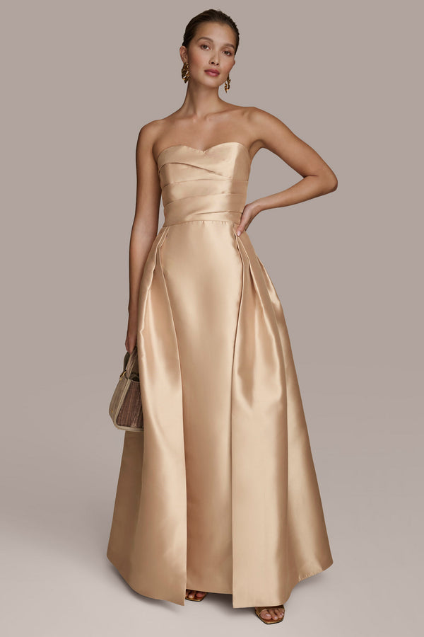 Donna Karan MIKADO BALL GOWN WITH OVERSKIRT Gold