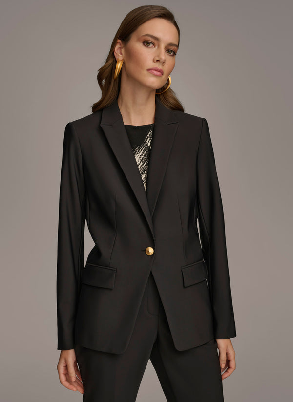 donna karan ONE BUTTON JACKET Black