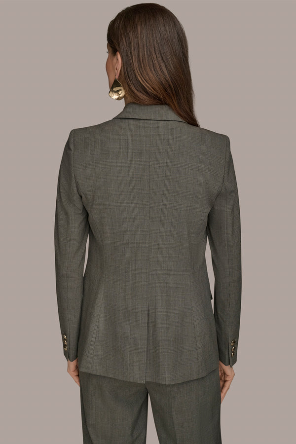 Donna Karan ONE-BUTTON SUIT BLAZER DARK MINERAL