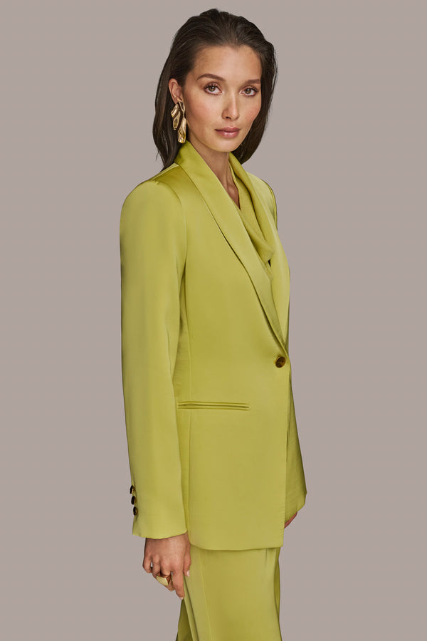 Donna Karan ONE-BUTTON SUIT BLAZER SCUFFED CITRON