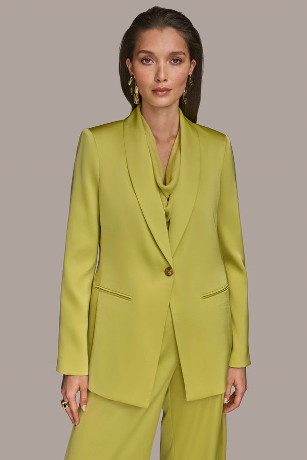 Donna Karan ONE-BUTTON SUIT BLAZER SCUFFED CITRON